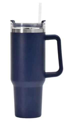 40oz stainless steel insulated water bottle, large capacity drinking cup with handle, car straw cup - You Offer