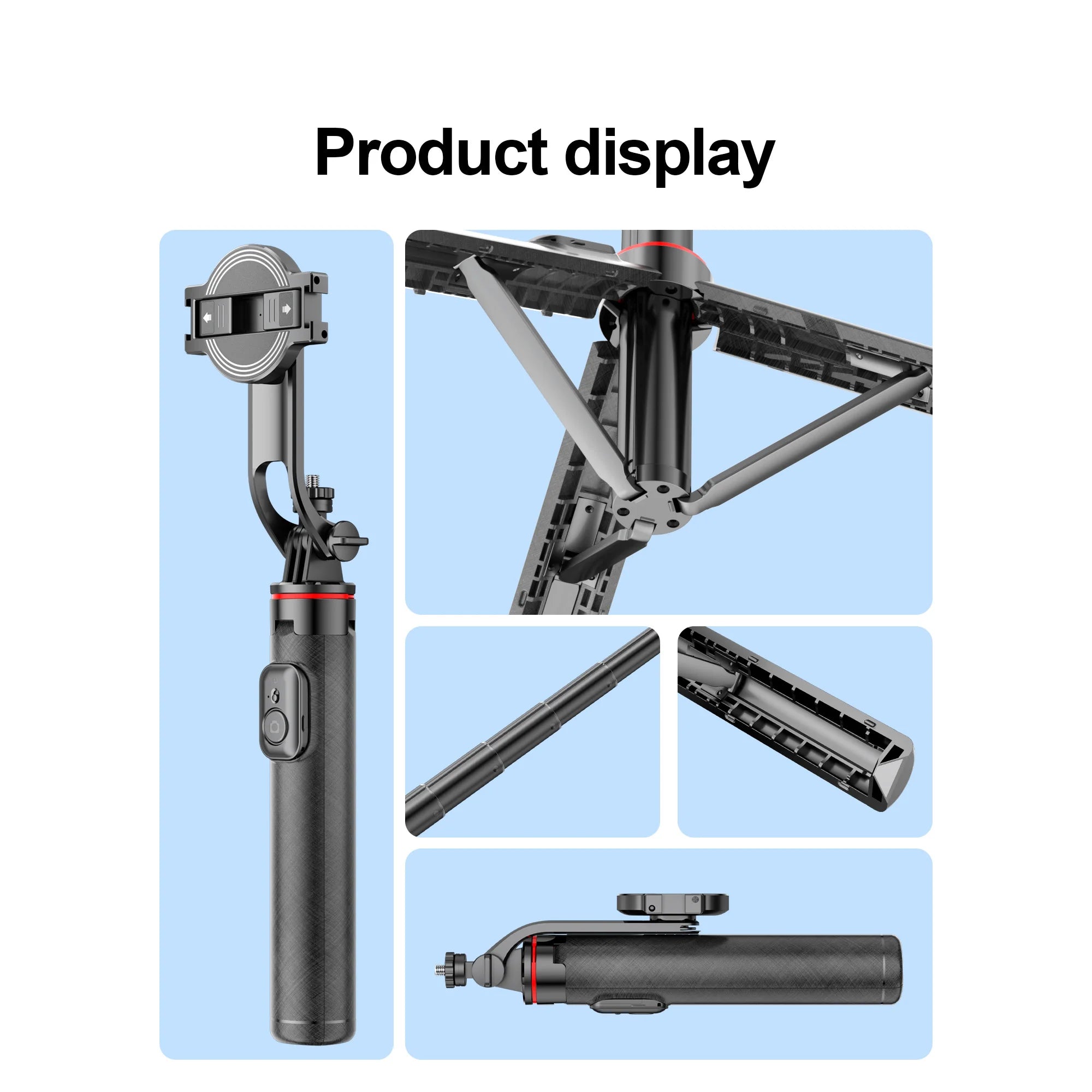 C20 Magnetic Selfie Stick Tripod for iPhone 12-16 Pro Max Travel Stand with Magsafe Phone Clamp for Android Smartphone