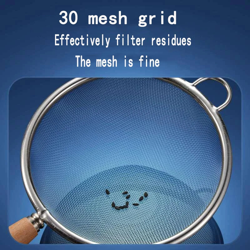 1/3pcs Kitchen baking steel flour sieve kitchen soy milk juice filter sieve filter oil spoon hand-held binaural mesh colander