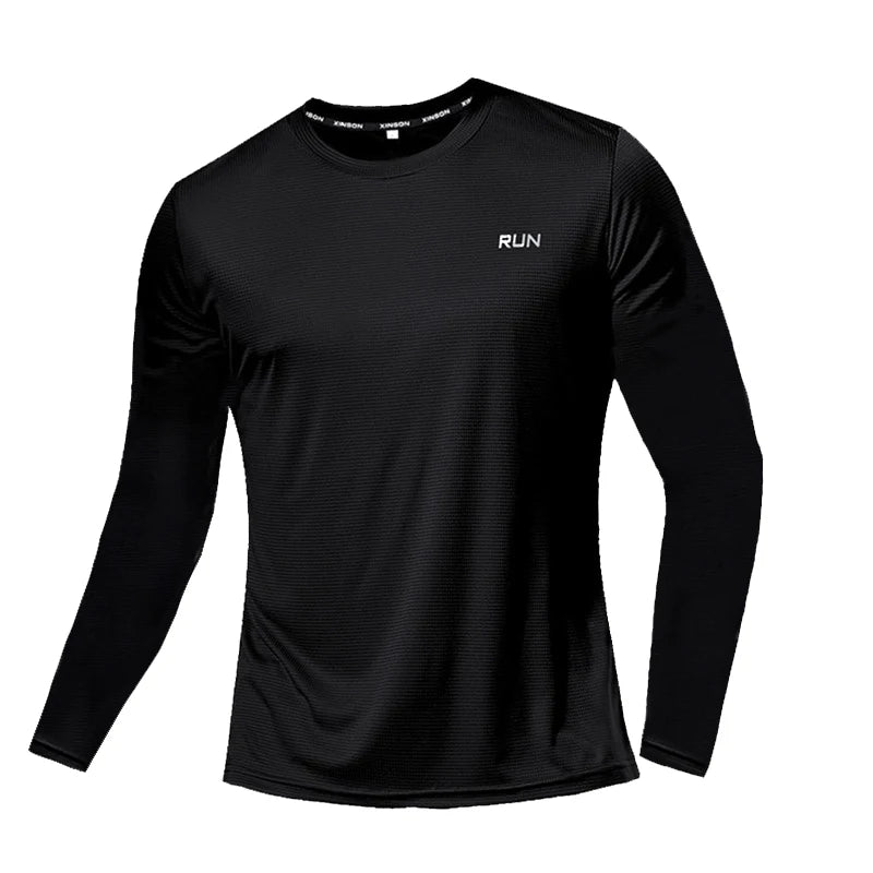 Summer Ice Silk Long Sleeve T-Shirt Men 2025-26 New Quick Dry Breathable Air Conditioning Outdoor Sun Protection Running Outer Wear