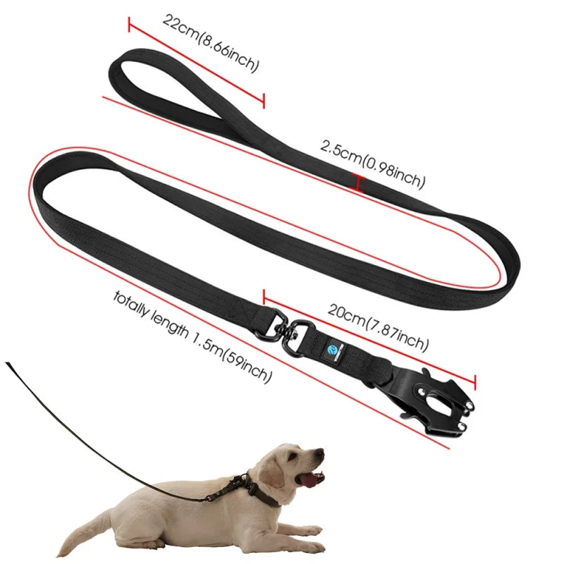 Tactical dog collar leash set leash handle military can dur nylon pit dog, medium large walking training pet accessories
