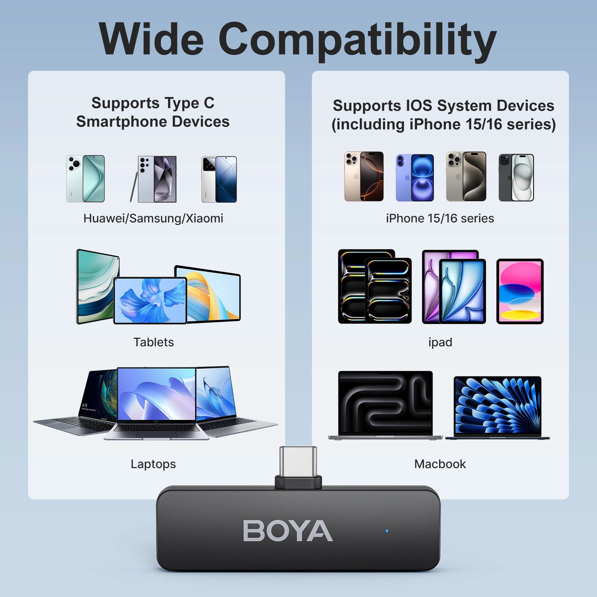 BOYA BY-V4U Wireless Lavalier Lapel Microphone for iPhone Android Phone PC YouTube Video Recording Vlog Live Streaming Interview