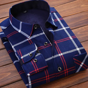Autumn and Winter New Fashionable Plush Thick Warm Checkered Shirt for Men's Casual Loose Sports Large Size High Quality Shirt