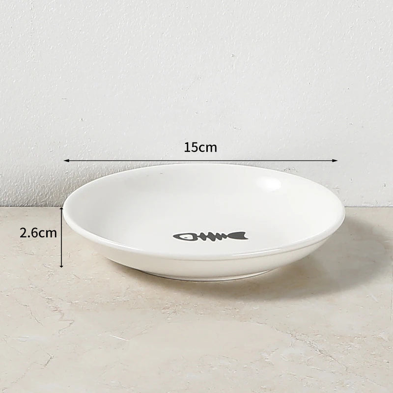 2024 New Pet Ceramic Bowl Iron Rack Cat Food Snacks Canned Plate Anti-Black Chin Anti-Turning Water Does Not Leak Easy To Eat