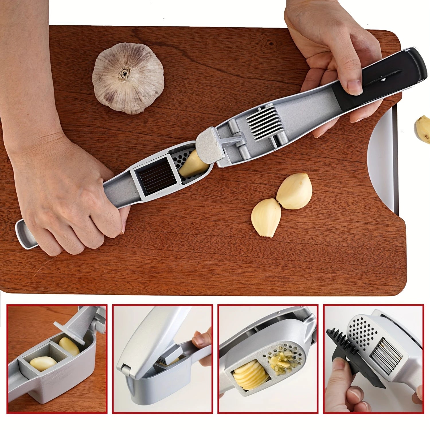 2in1 Stainless Steel Garlic Press & Slicer Set - You Offer