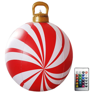 60cm Giant Inflatable Christmas Ball with Lights Remote Control Giant Luminous Inflatable Christmas Ball Outdoor Christmas Decor
