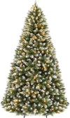 7.5 ft Prelit Christmas Tree, 350 Warm White Lights, 1446 Branch Tips, Metal Stand