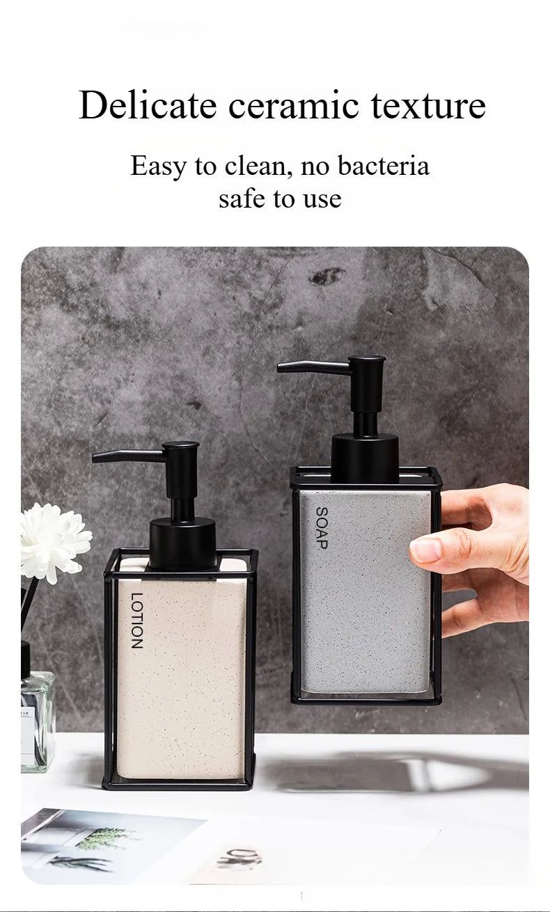 330ml Bathroom Soap 2pcs Ceramics Dispensers Refillable Holder Portable Travel Dispenser Liquid Soap Dispenser Bath Pump Bottle