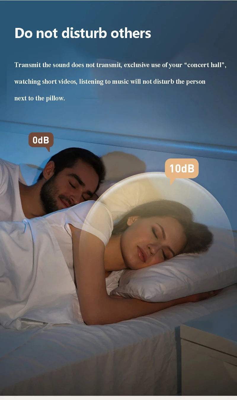 Under Pillow Bone Conduction Bluetooth Speaker White Noise Sleep Aid Soundbar LED Display TF MP3 Music Player Timed Shutdown