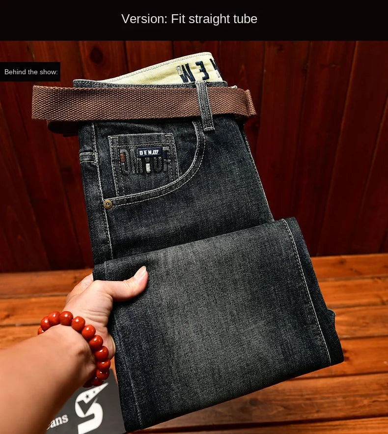 Trendy brand jeans for men in autumn 2025, thick denim, elastic fabric, fashionable street slim fit small leg pants - You Offer