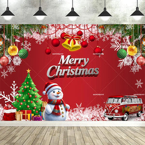 Dewprint Christmas Backdrop Background Banner Fireplace Theme Winter Xmas Tree Indoor Decor Family Holiday Party Portrait Photo