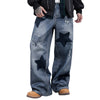 2026 Collection Men Jeans Urban Cool Stars Embroidery Loose Casual Jeans Trousers Streetwear for Daily Party - You Offer
