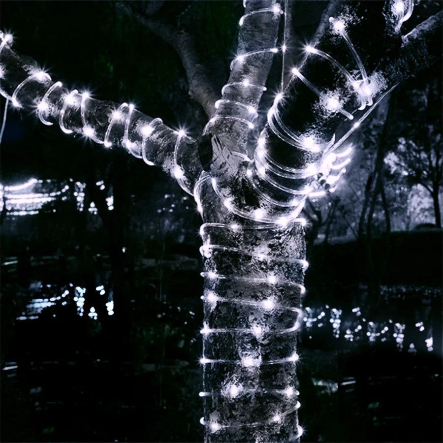 10M 20M 30M LED Tube Rope String Light Outdoor Waterproof 8 Modes Christmas Garland Fairy Lights for Garden Yard Path Tree Decor