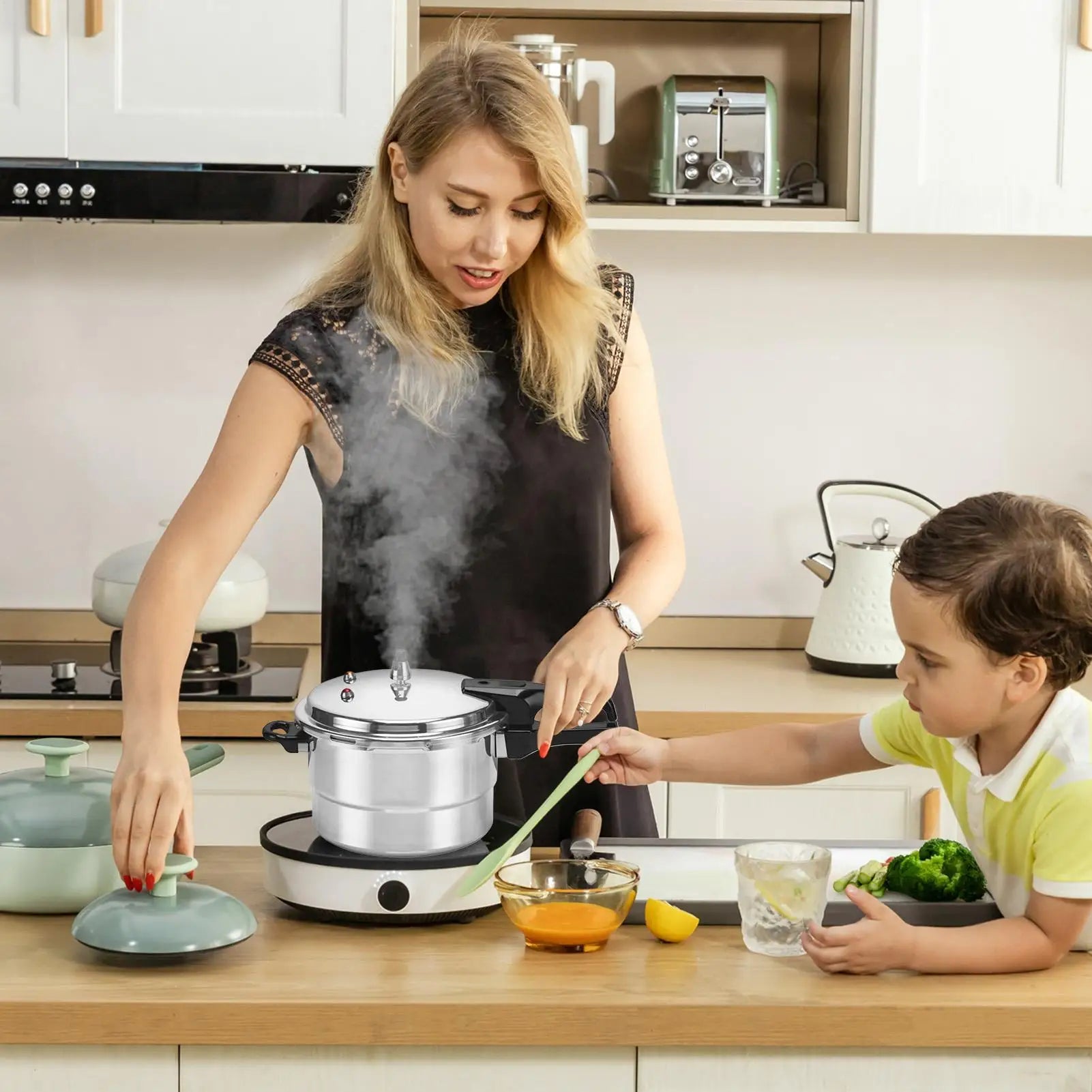 Pressure Cooker Pot 5L Grain Cooker With Steamer Insert Cooking Pot Aluminum Alloy Cookware For Poultry Meat Vegetable Seafood - You Offer