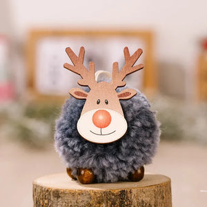 1-10pcs Christmas Felt Elk Hanging Ornaments Cute Reindeer Craft Decorations Xmas Tree Wooden Pendants New Year Party Kids Gifts