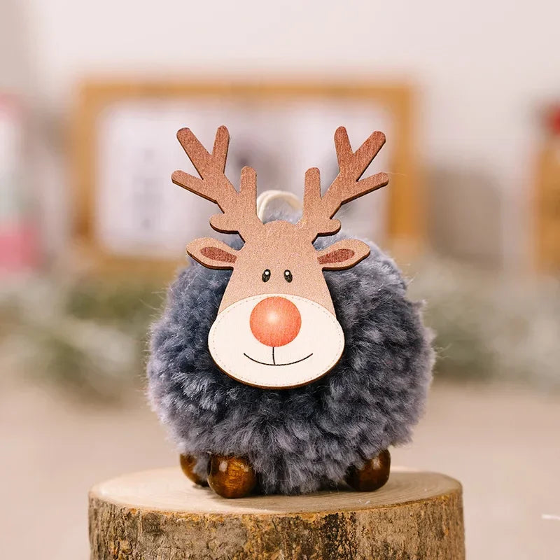 1-10pcs Christmas Felt Elk Hanging Ornaments Cute Reindeer Craft Decorations Xmas Tree Wooden Pendants New Year Party Kids Gifts