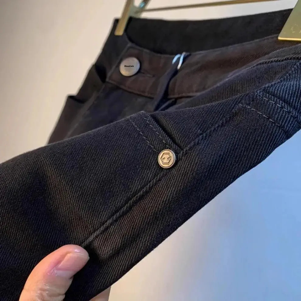 Spring Autumn Men's Elastic Slim Fit Casual Jeans Trendy Loose High End Brand Fashionable Long Trousers Popular Style - You Offer