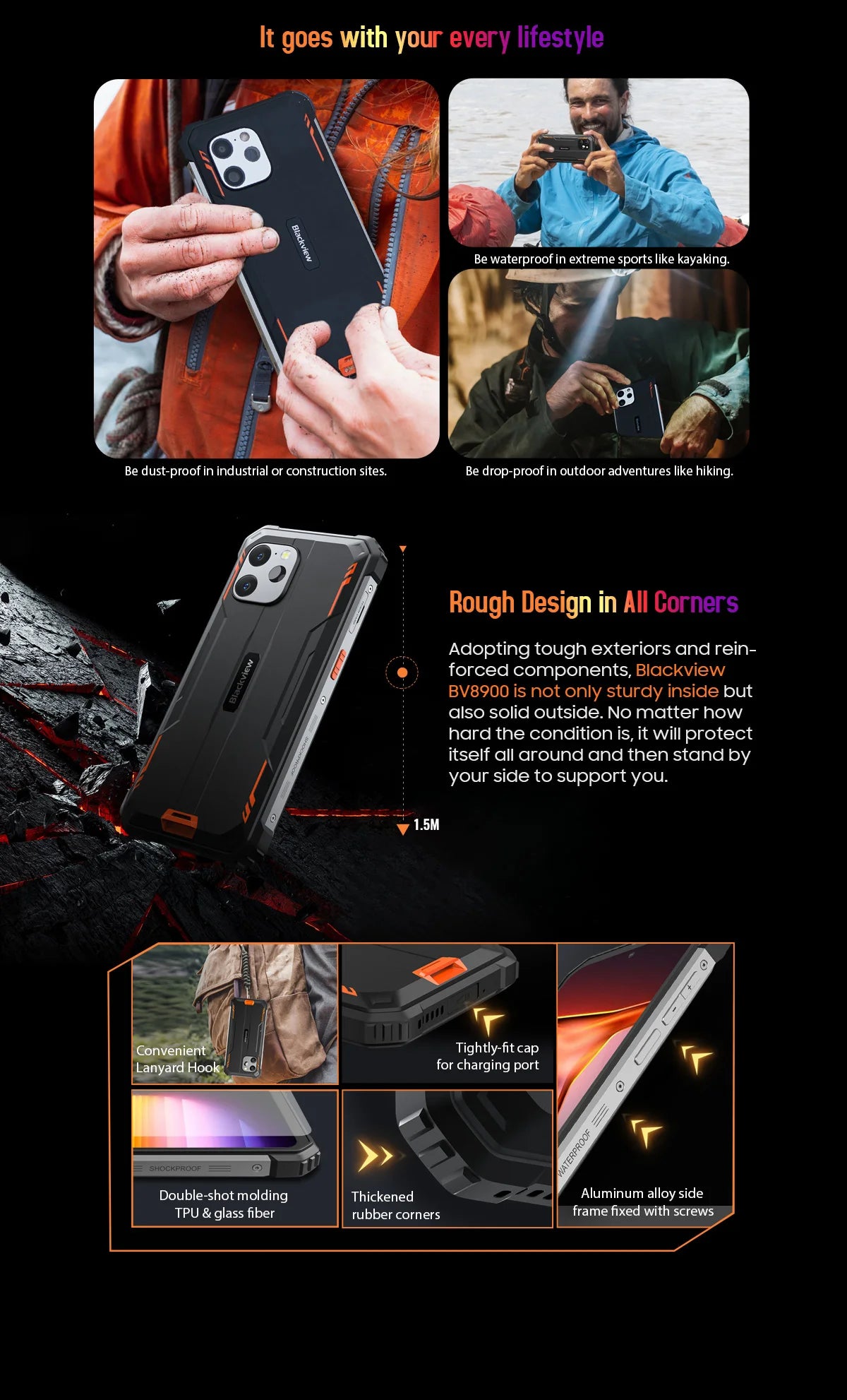 [World Premiere] Blackview BV8900 Rugged Smartphone Android 13 6.5'' Display 16GB 256GB Helio P90 Mobile Phone Thermal Cellphone