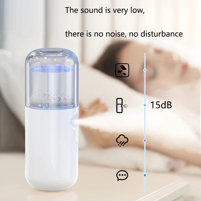Mini Facial Nano Mist Sprayer Handy Nano Cool Spray Face Mister Steamer ,Moisturizing and Hydrating for Skin Care, Makeup