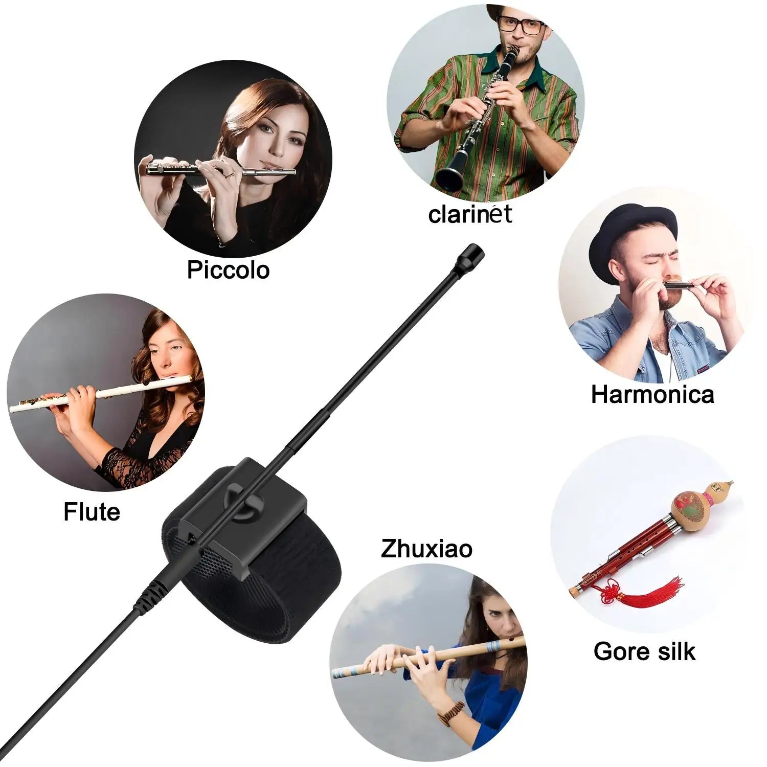 KIMAFUN 2.4G Mini Wireless Flute Microphone Omnidirectional Condenser Instrument Microphone for Flute Musicians