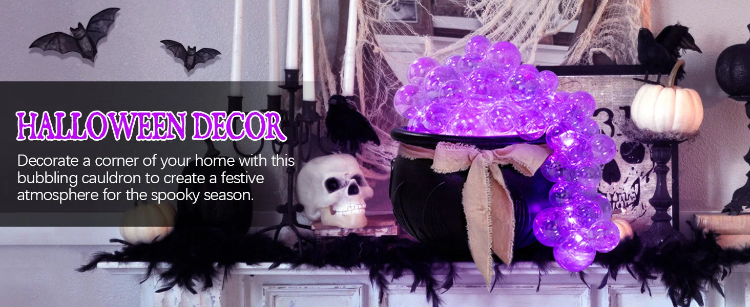Mini 6 inches DIY Bubbling Cauldron Set Halloween Decorations Indoor ,Black Plastic Bowl Decoration for Home Kitchen Party Table