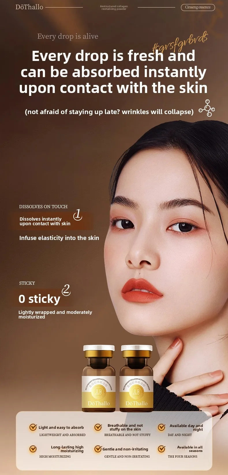 Recombinant Collagen Anti-wrinkle Essence Repair Firm Smooth Hyaluronic Acid Anti Wrinkle Aging Whitening Dark Spot Skin Care
