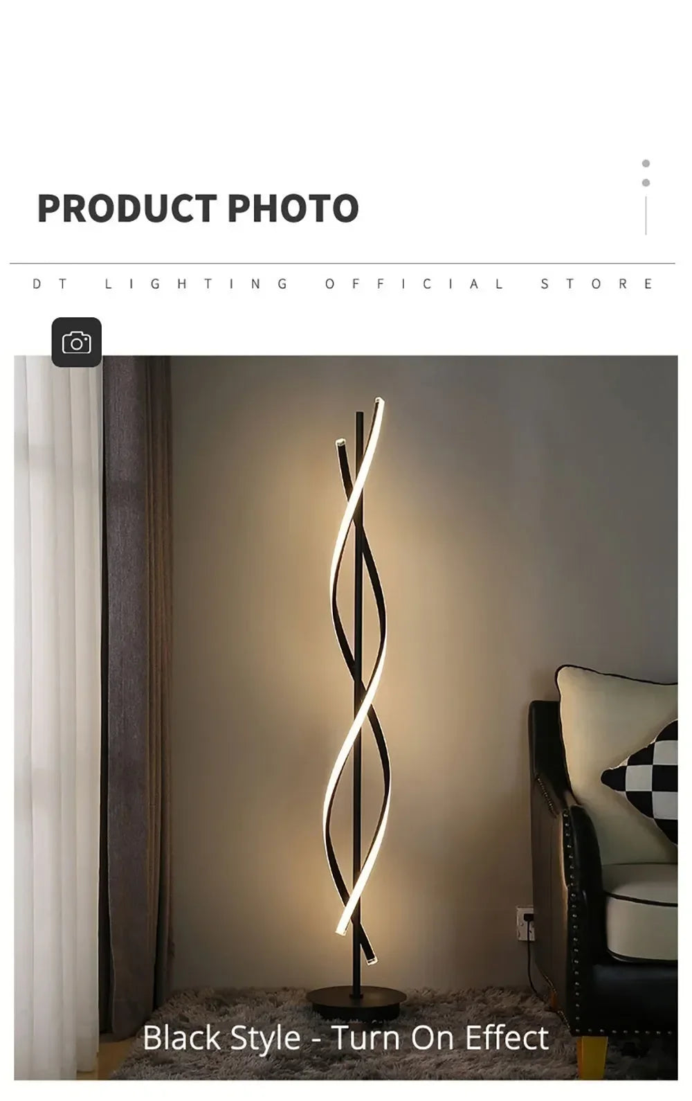 Minimalist creative floor lamp, bedroom living room personalized atmosphere lamp,Nordic minimalist LED circular curve floor lamp