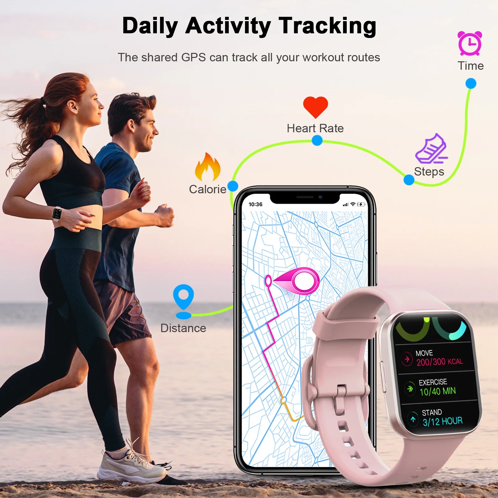 Smart Watch, Fitness Tracker Watch for Men Women, 1.69'' Touch Smartwatch Fitness Watch with Pedometer/Sleep Monitor. - You Offer