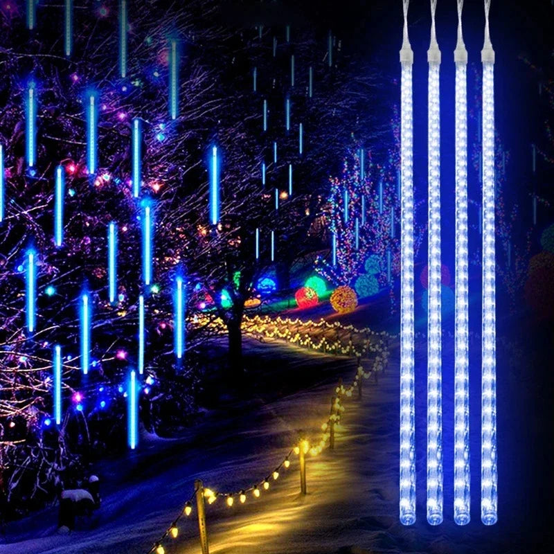 Outdoor LED Meteor Shower Lights Falling Rain Drop Fairy String Light Waterproof for Christmas Party Garden Holiday Decorations