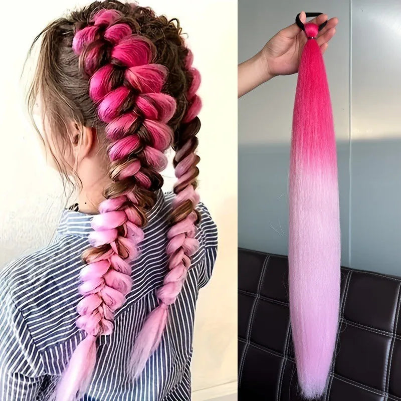 Synthetic Straight Ponytail with Hair Tie Hot Anime Kpop Hunter Cosplay Costumes Wig Ponytail Hood for Women Men