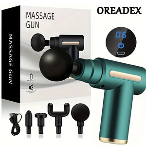 Portable Fascia Massage Gun Deep Tissue Massager Body Muscle Relaxation with LED Touch Screen 4 Replaceable Massage Heads - You Offer