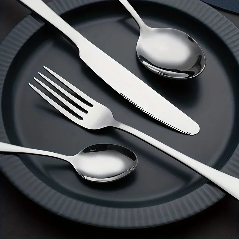 24-Piece Stainless Steel Cutlery Set Knives, Forks, Spoons & Teaspoons - Durable Stylish Design - Perfect for Home Dining - You Offer