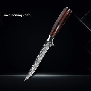 Chef knife 1-10Pcs Set Laser Damascus Pattern Kitchen Knives Sharp Japanese Santoku Slicing Utility Knife Cleaver Boning Knives - You Offer