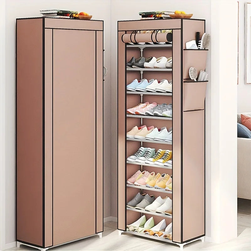 10-Layer Sturdy Shoe Rack - Holds 18-22 Pairs, Dustproof, Adjustable, Space-Saving, Bedroom/Entrance