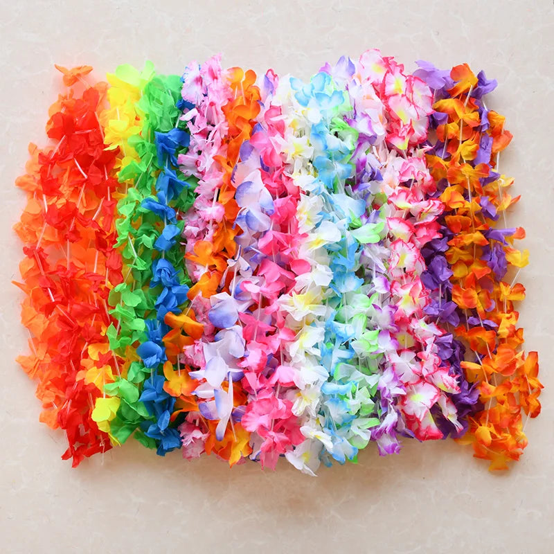 5-50Pcs Hawaiian Artificial Flower Necklace Summer Tropical Beach Birthday Party Decoration Supplies Wedding Favors for Guests