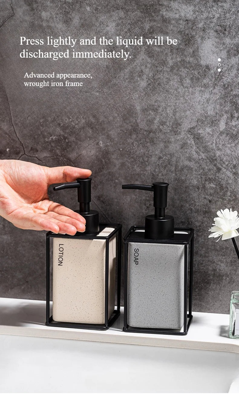330ml Bathroom Soap 2pcs Ceramics Dispensers Refillable Holder Portable Travel Dispenser Liquid Soap Dispenser Bath Pump Bottle