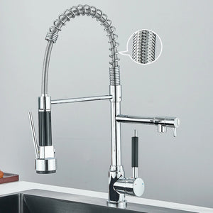Pull Down Spring Kitchen Faucet Single Lever Hot Cold Mixer Water For Kitchen Sink Dual Spout Nozzle Faucets Crane - You Offer