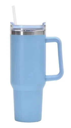 40oz stainless steel insulated water bottle, large capacity drinking cup with handle, car straw cup - You Offer