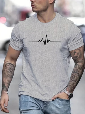 Men's 100% cotton summer loose size Creative Graphic printed slim fit casual sports round neck short sleeved T-shirt top