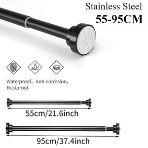 50-260CM Adjustable Curtain Rod No Drilling Telescopic Shower Curtain Pole for Balcony Bathroom Wardrobe Rod Clothes Drying Rack