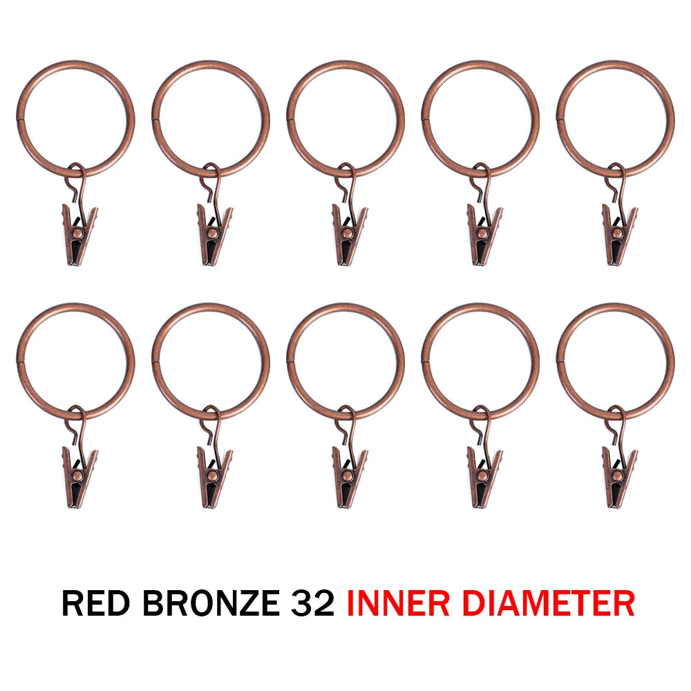 10-50pcs Metal Curtain Rod Clip Drapery Rings Hooks Retro Bathroom Decorative Hat Towel Hats Hanging Clamps Shower Curtain Clips