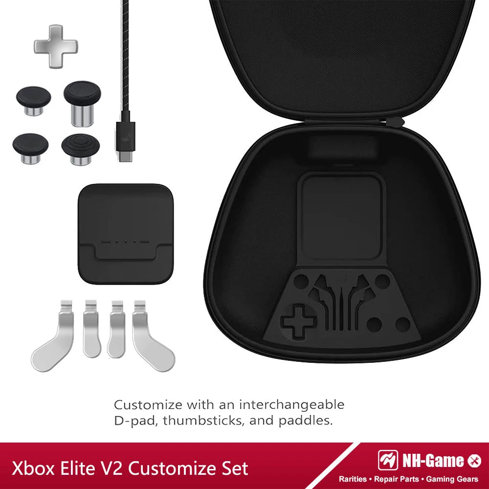 Replacement Housing Shell Kit For Xbox Elite Series 2 Controller Front Case Back Cover LB RB Bumper Button Grips Carry Bag