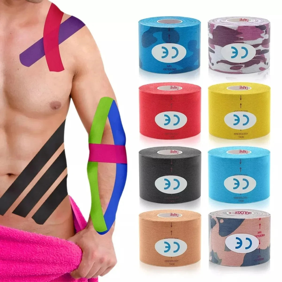 1/6pcs Breathable Cotton Kinesiology Tape Sports Elastic Roll Adhesive Muscle Bandage Knee Elbow Protector Injury Pain Care Tape