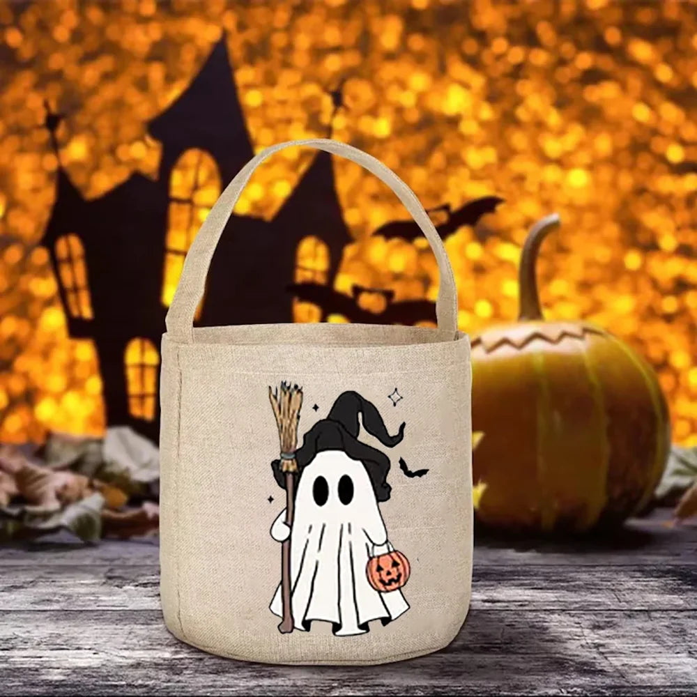 1Pcs Halloween Trick or Treat Bag Horror Season Candy Bucket Fall Holiday Gift for Kids Home Decor Cute Ghost Pumpkin Basket