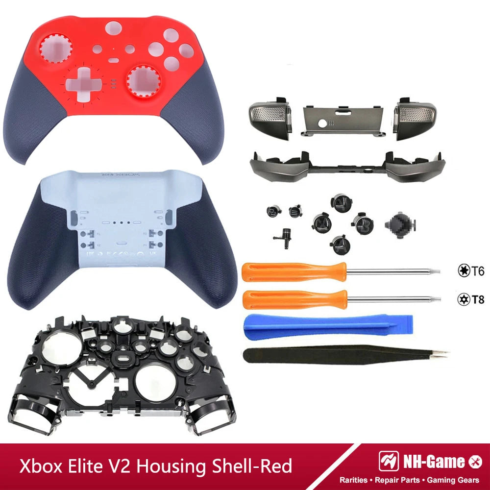 Replacement Housing Shell Kit For Xbox Elite Series 2 Controller Front Case Back Cover LB RB Bumper Button Grips Carry Bag