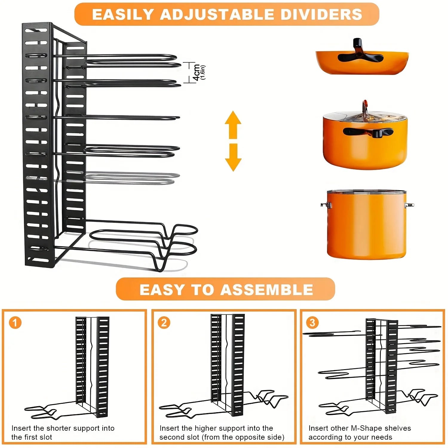 2 Pack Pot Rack, Pot Rack Organizers, Kitchen Organization & Storage Rack, Adjustable Pot Lid Holders & Pan Rack - You Offer