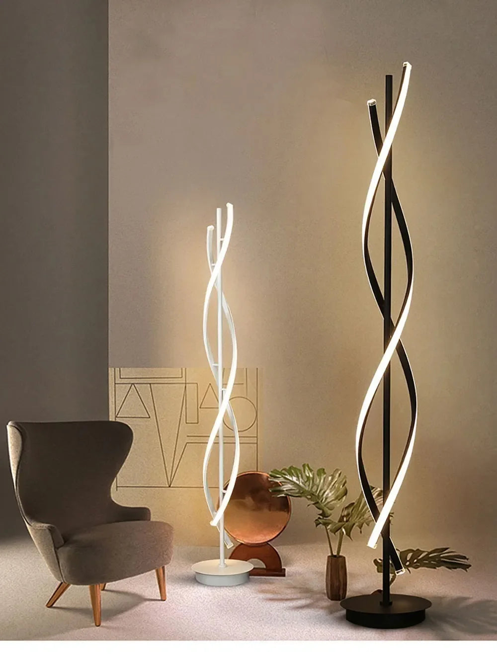 Minimalist creative floor lamp, bedroom living room personalized atmosphere lamp,Nordic minimalist LED circular curve floor lamp