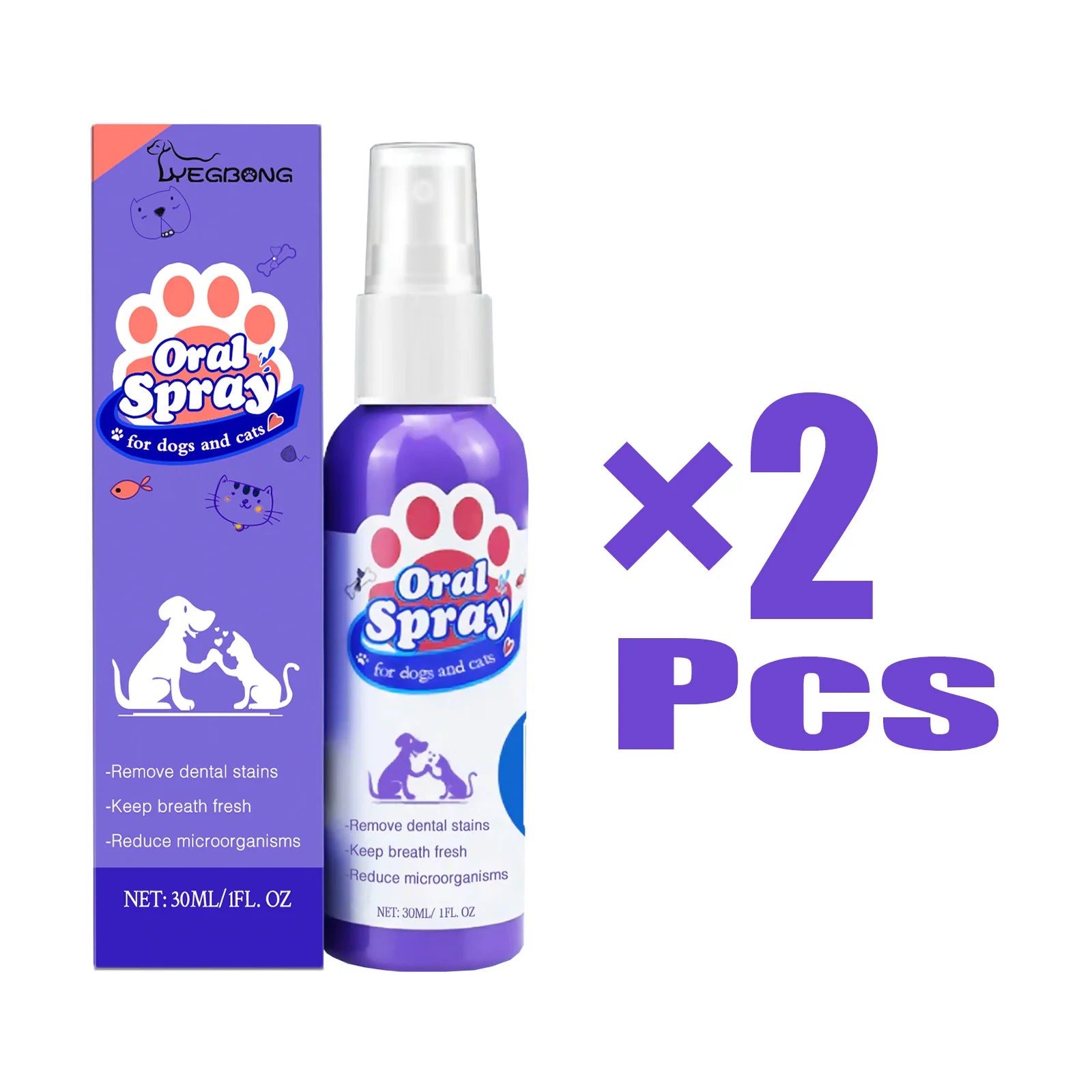 30ml Pet Oral Health Spray Dental Stain Cleaning Cats Dogs Teeth Grooming Plaque Tartar Remover Freshen Breath Healthy Oral Care