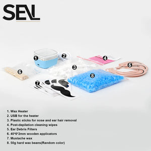 USB Wax Heater Machine Depilatory Waxing Beans Heater Nose Facial Wax Kit Depilatory Waxing Beans Heater For Men and Women