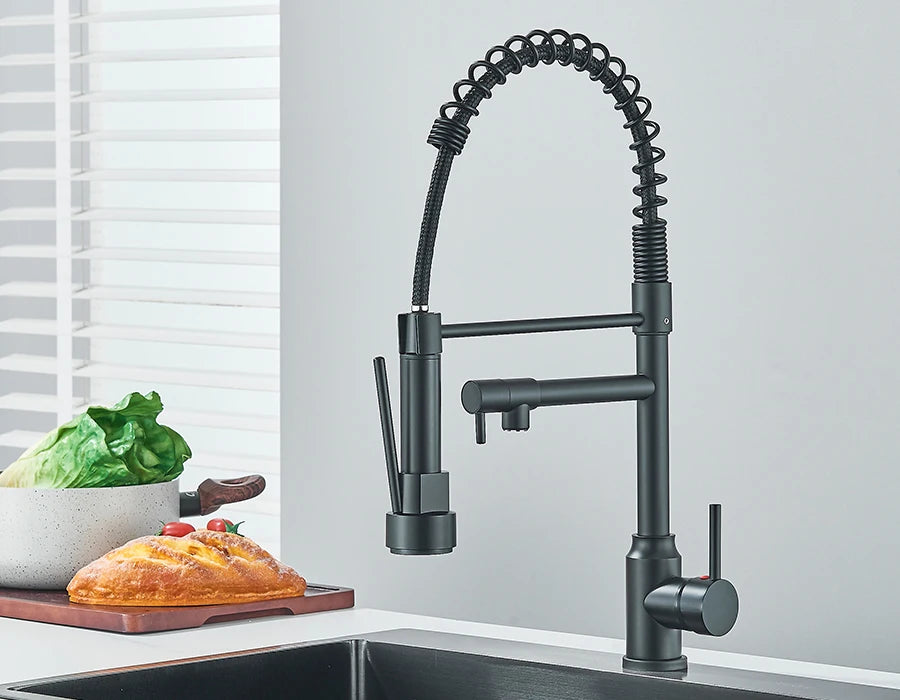 Pull Down Spring Kitchen Faucet Single Lever Hot Cold Mixer Water For Kitchen Sink Dual Spout Nozzle Faucets Crane - You Offer